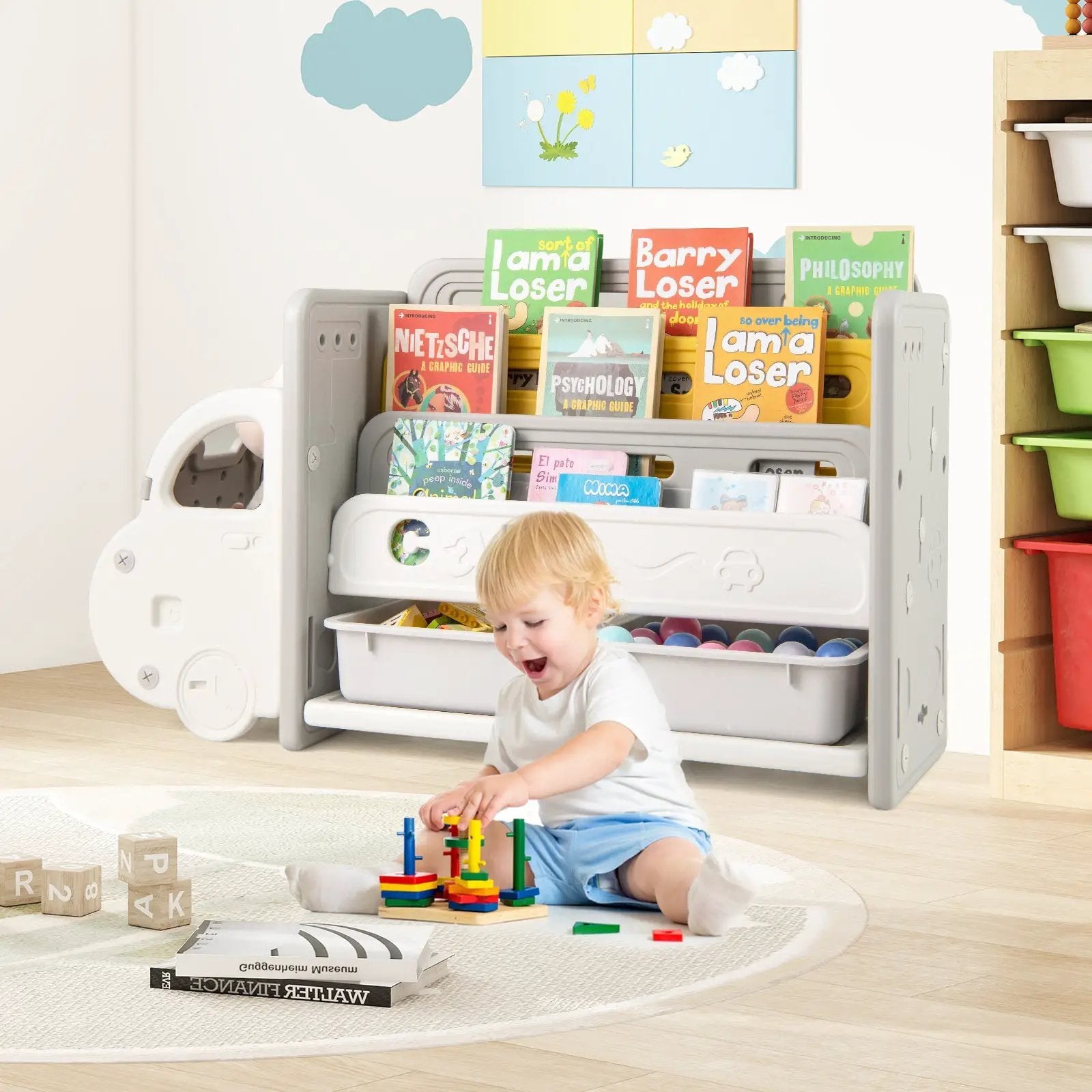 Car Themed Kids Toy Storage and Bookshelf by DirectDeals