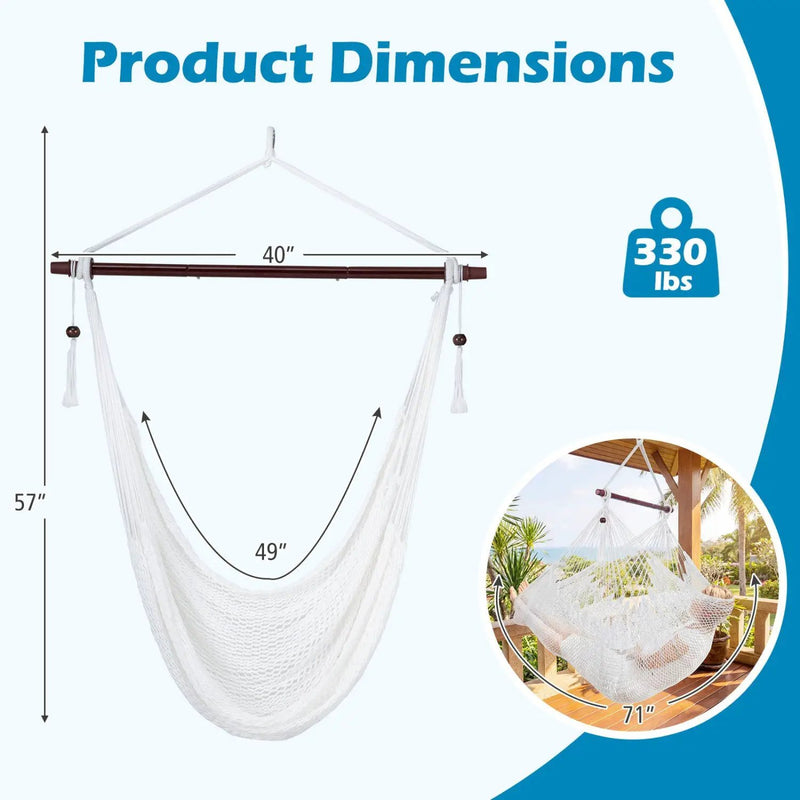 Caribbean Hammock Chair with Metal Spreader Bar - Beige by DirectDeals