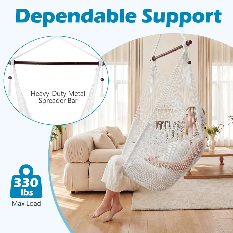 Caribbean Hammock Chair with Metal Spreader Bar - Beige by DirectDeals