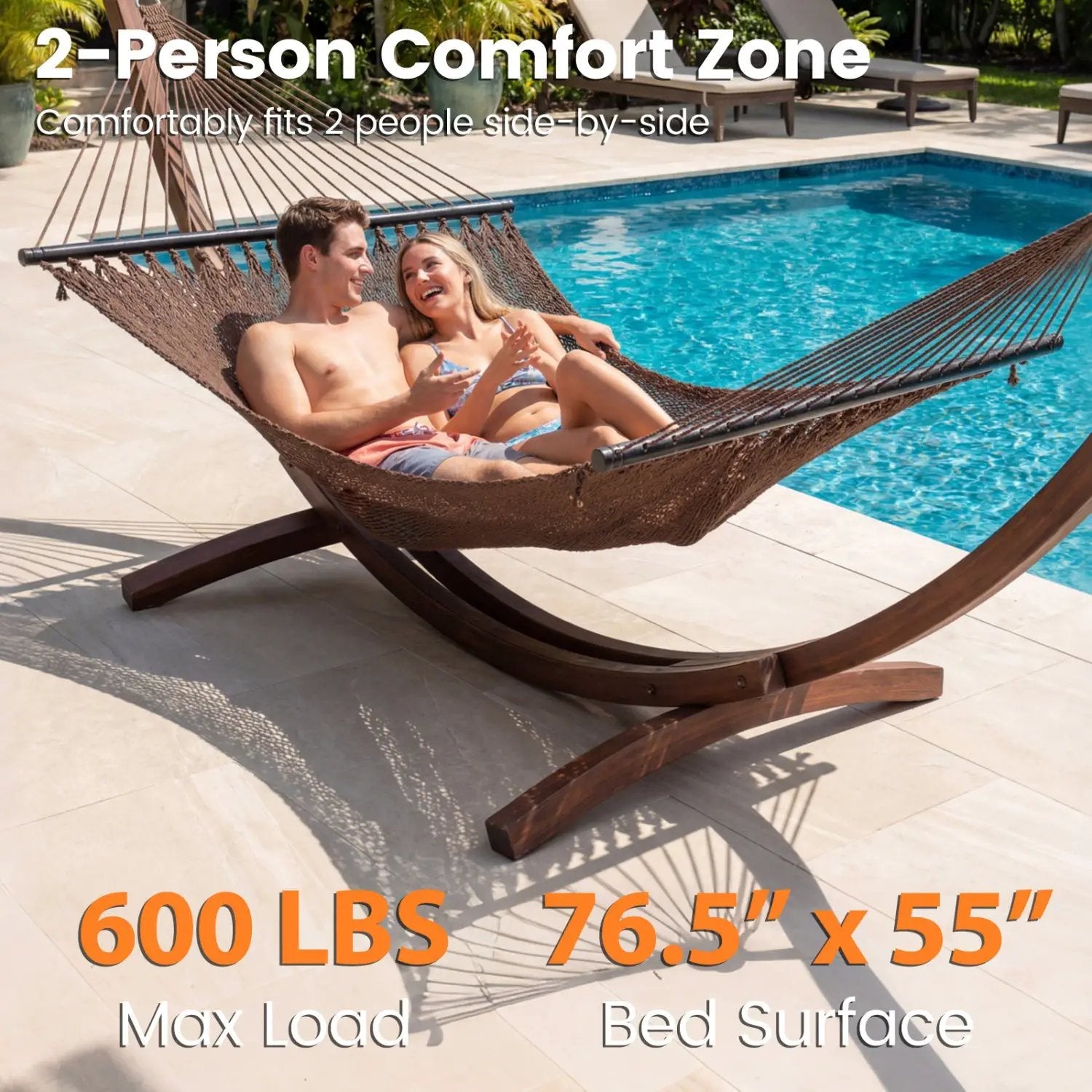 Caribbean Hammock with Spreader Bar for Patio Poolside by DirectDeals