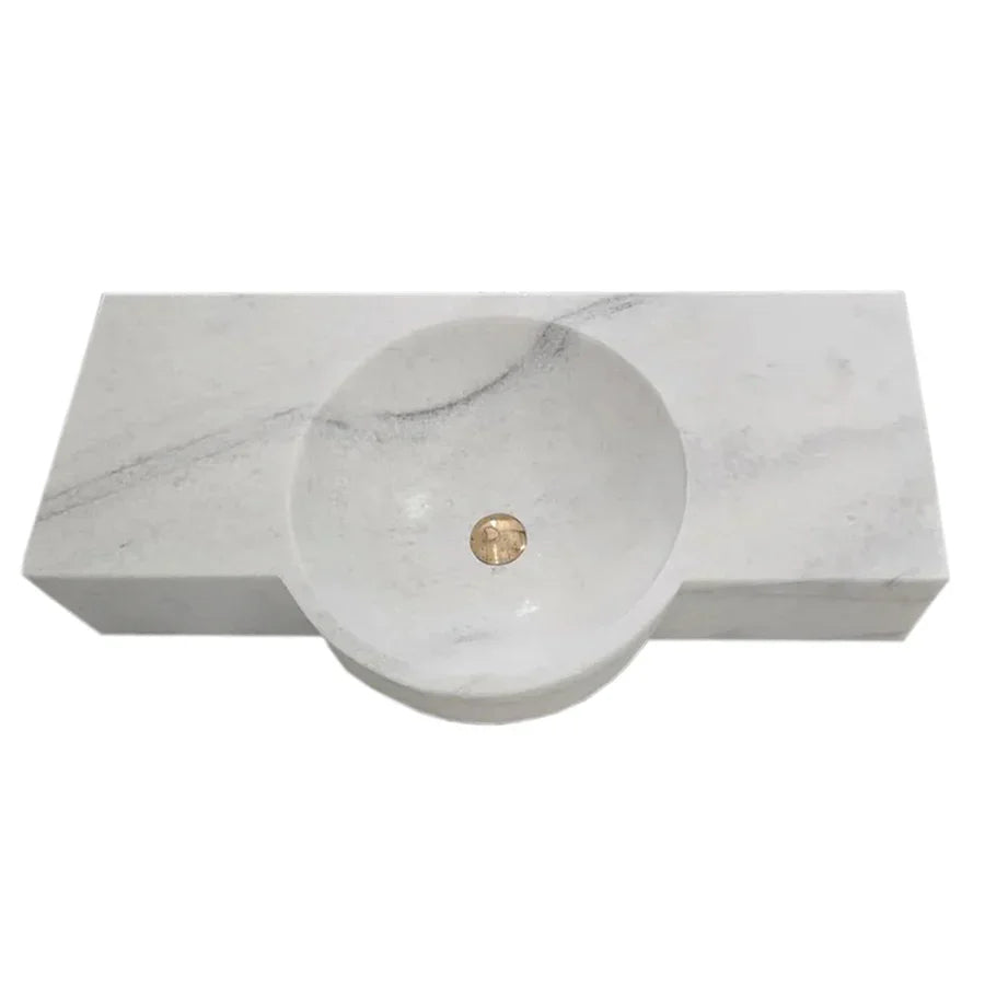 Carrara White Marble Above-vanity Wall-mount Bathroom Sink (W)16" (L)36" (H)5" by GobekDesign