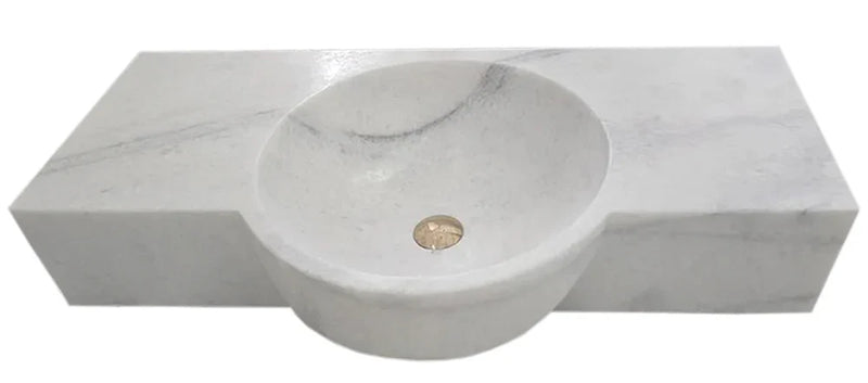 Carrara White Marble Above-vanity Wall-mount Bathroom Sink (W)16" (L)36" (H)5" by GobekDesign