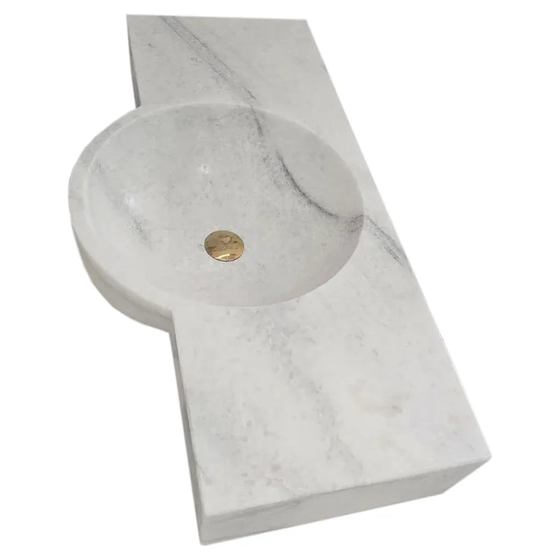 Carrara White Marble Above-vanity Wall-mount Bathroom Sink (W)16" (L)36" (H)5" by GobekDesign