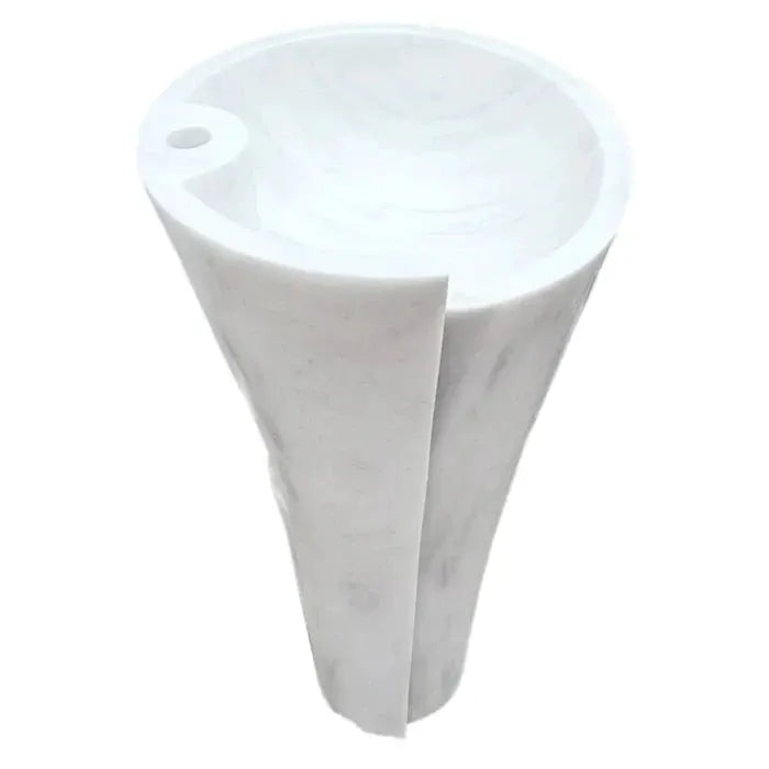 Carrara White Marble Designer Pedestal Bathroom Sink 16.5x36 In by GobekDesign