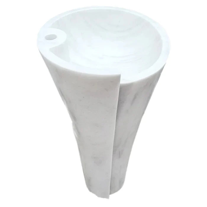 Carrara White Marble Stand-alone Designer Pedestal Bathroom Sink (W)16.5" (L)16.5" (H)36" by GobekDesign