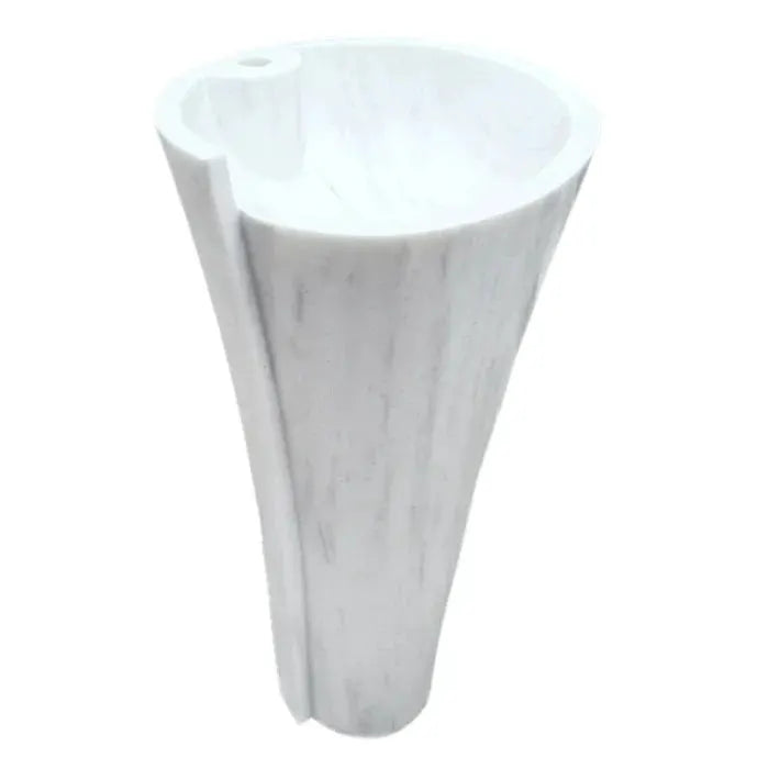 Carrara White Marble Designer Pedestal Bathroom Sink 16.5x36 In by GobekDesign