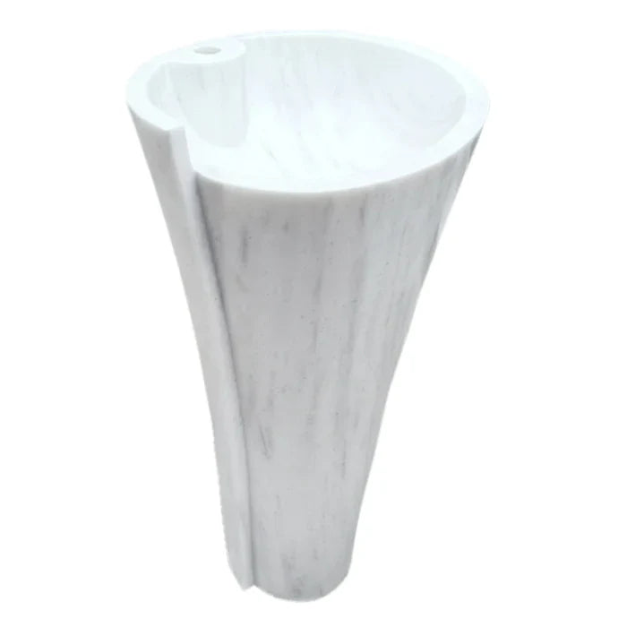 Carrara White Marble Stand-alone Designer Pedestal Bathroom Sink (W)16.5" (L)16.5" (H)36" by GobekDesign
