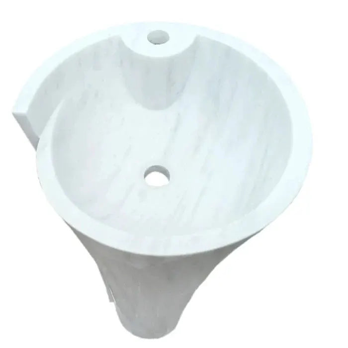Carrara White Marble Designer Pedestal Bathroom Sink 16.5x36 In by GobekDesign