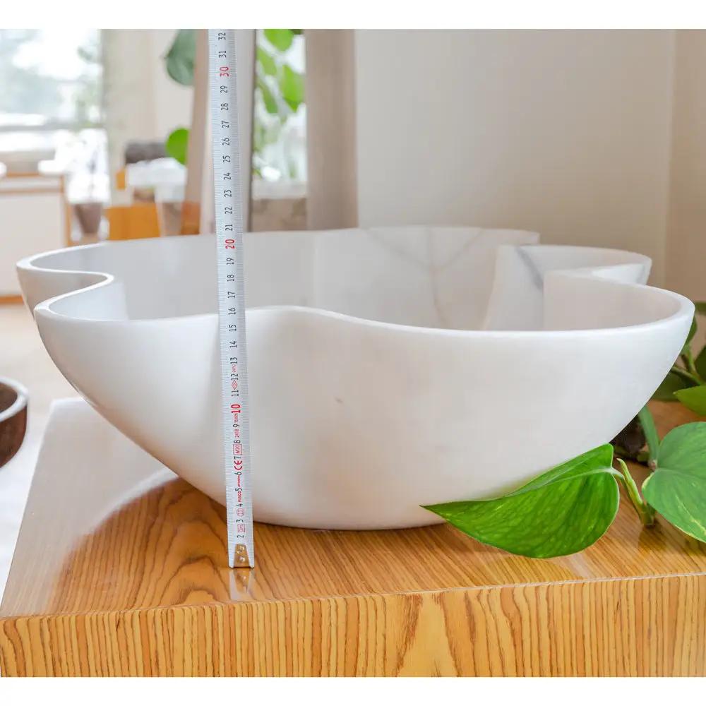 Carrara White Marble Artistic Vessel Sink - Polished 24.5x18x6 by GobekDesign