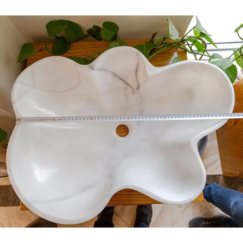 Carrara White Marble Artistic Vessel Sink - Polished 24.5x18x6 by GobekDesign
