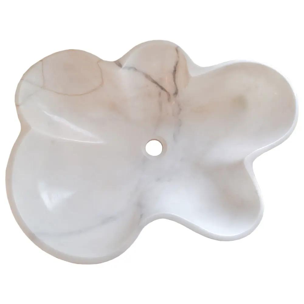 Carrara White Marble Artistic Vessel Sink - Polished 24.5x18x6 by GobekDesign