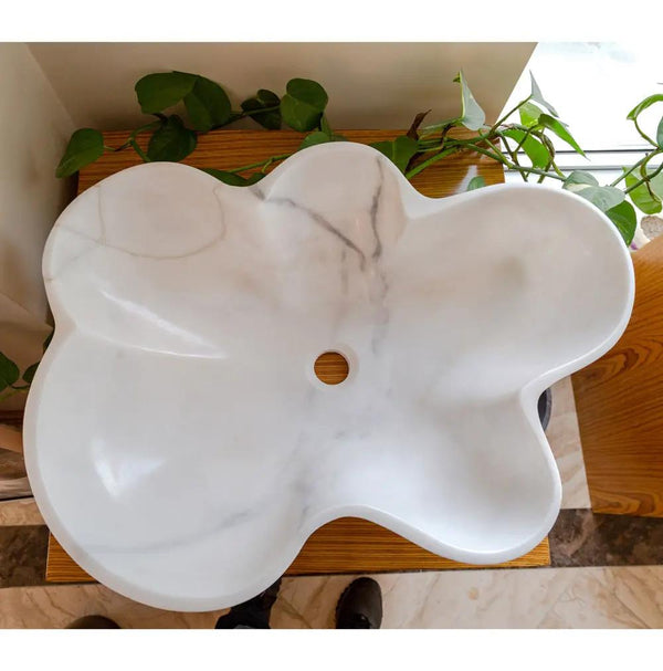 Carrara White Marble Artistic Vessel Sink - Polished 24.5x18x6