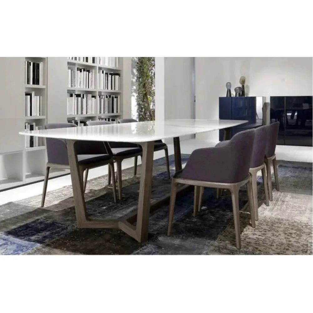 Natural Marble Rectangular Dining Table - Polished Eased Edge by GobekDesign