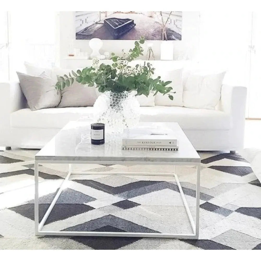 Carrara White Marble Square Coffee Table Top - Polished Finish by GobekDesign