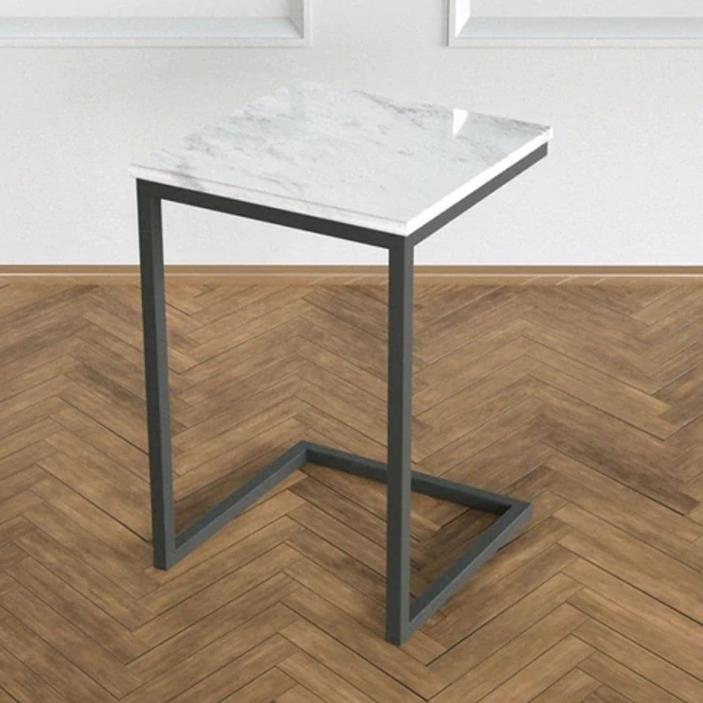 Carrara White Marble Polished Square End Table Modern Design by GobekDesign