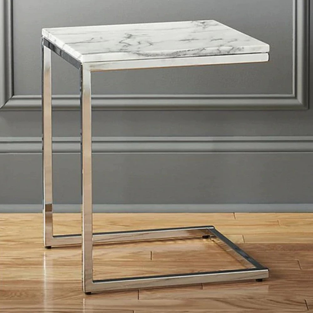 Carrara White Marble Polished Square End Table Modern Design by GobekDesign