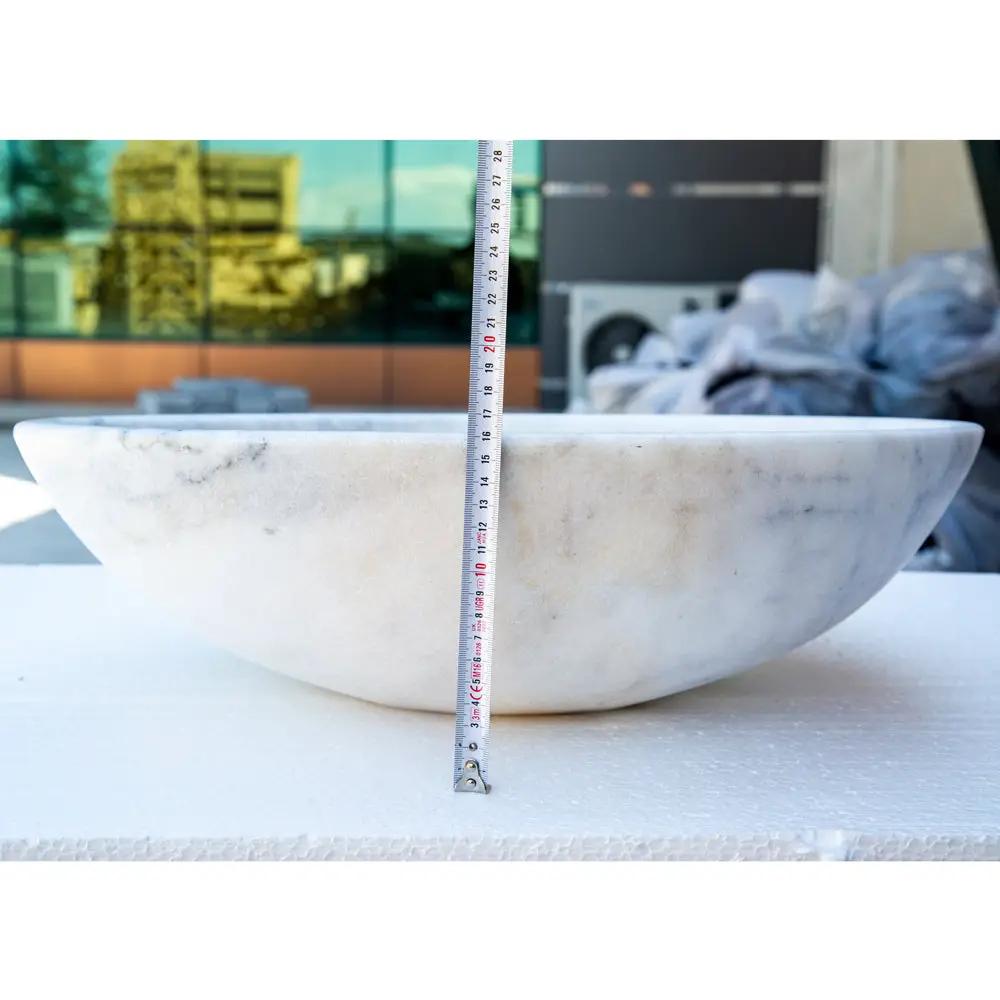 Carrara White Marble Natural Stone Oval Vessel Sink - 16x21x6 by GobekDesign