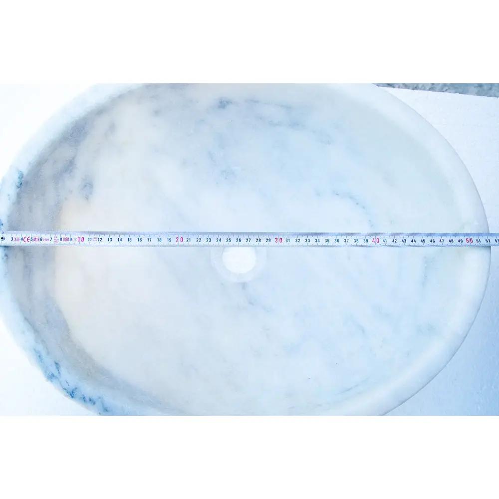 Carrara White Marble Natural Stone Oval Vessel Sink - 16x21x6 by GobekDesign