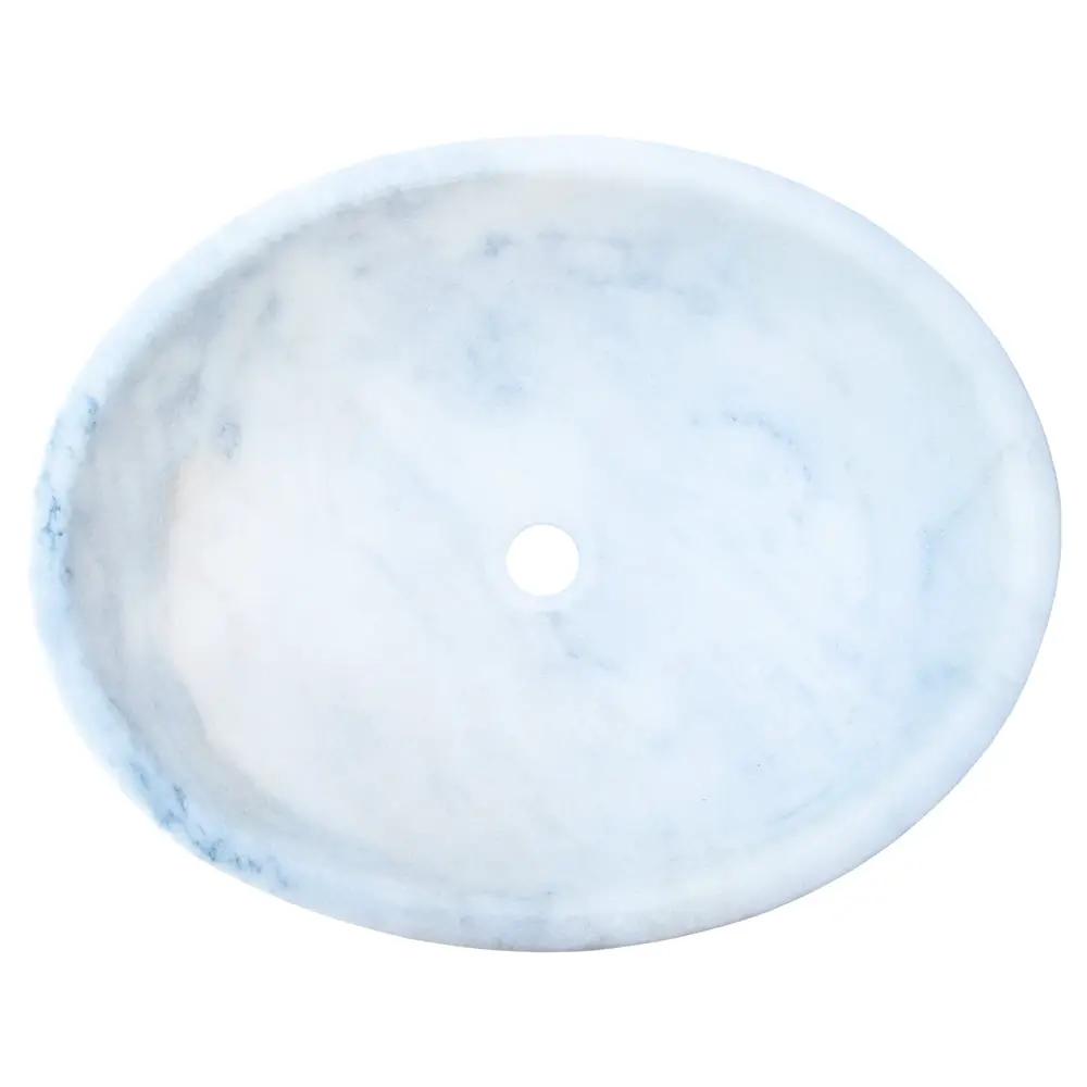 Carrara White Marble Natural Stone Oval Vessel Sink - 16x21x6 by GobekDesign