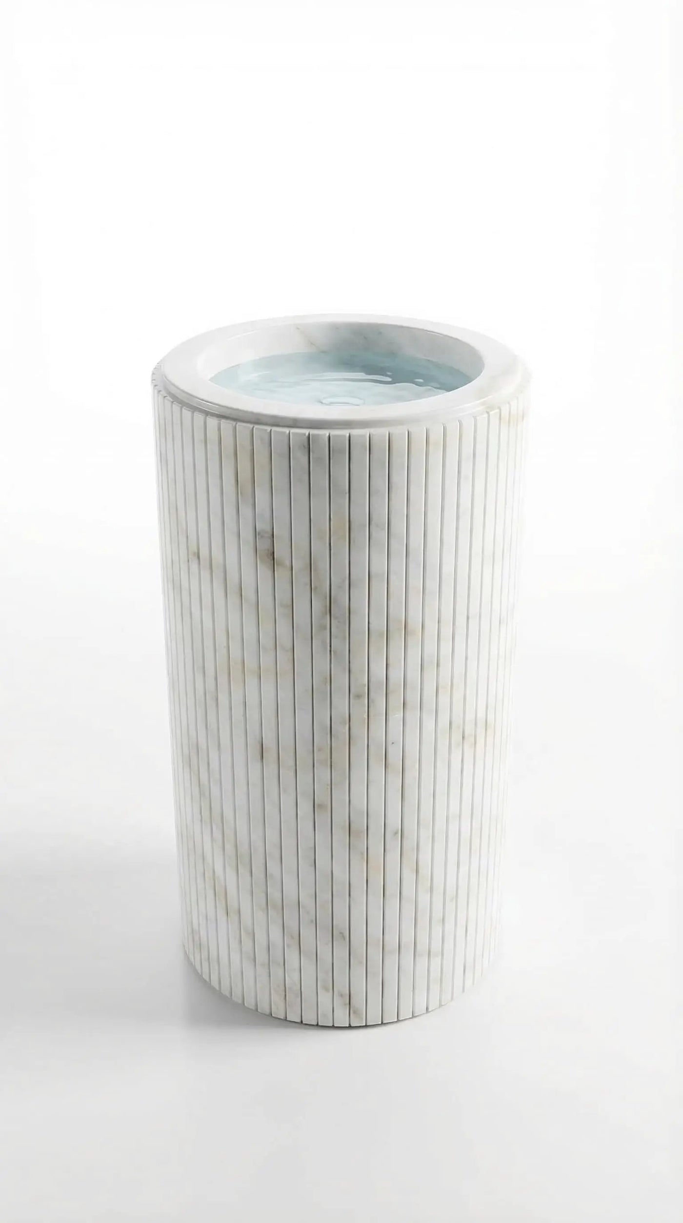 Carrara White Marble Pedestal Sink - Designer Fluted 18x18x33 by GobekDesign