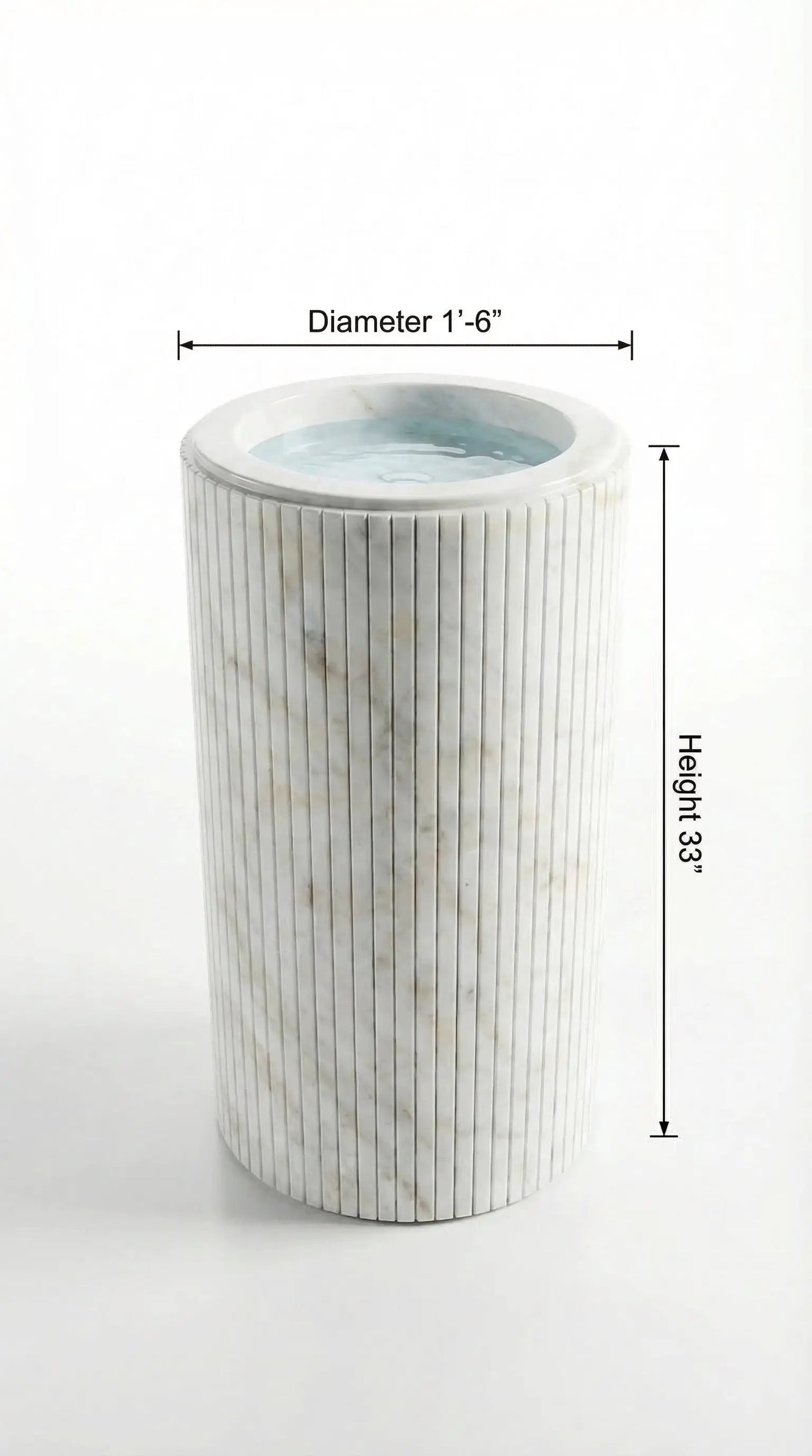 Carrara White Marble Pedestal Sink - Designer Fluted 18x18x33 by GobekDesign