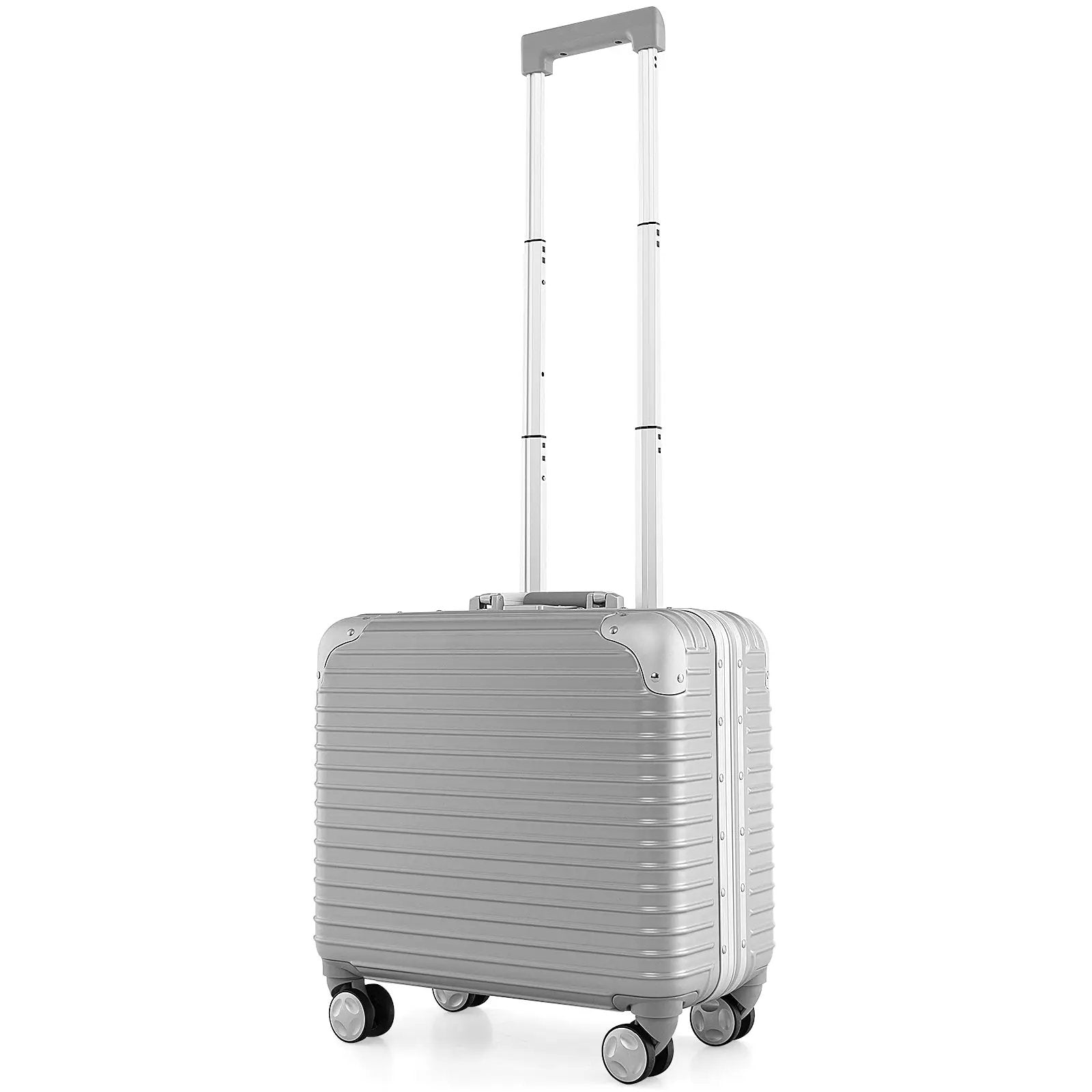 16 Inch Under-seat Carry On Luggage with Spinner Wheels and Laptop Compartment-Sliver by DirectDeals
