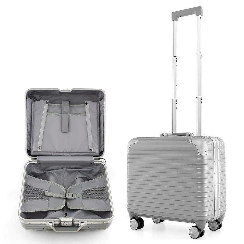 16 Inch Under-seat Carry On Luggage with Spinner Wheels and Laptop Compartment-Sliver by DirectDeals