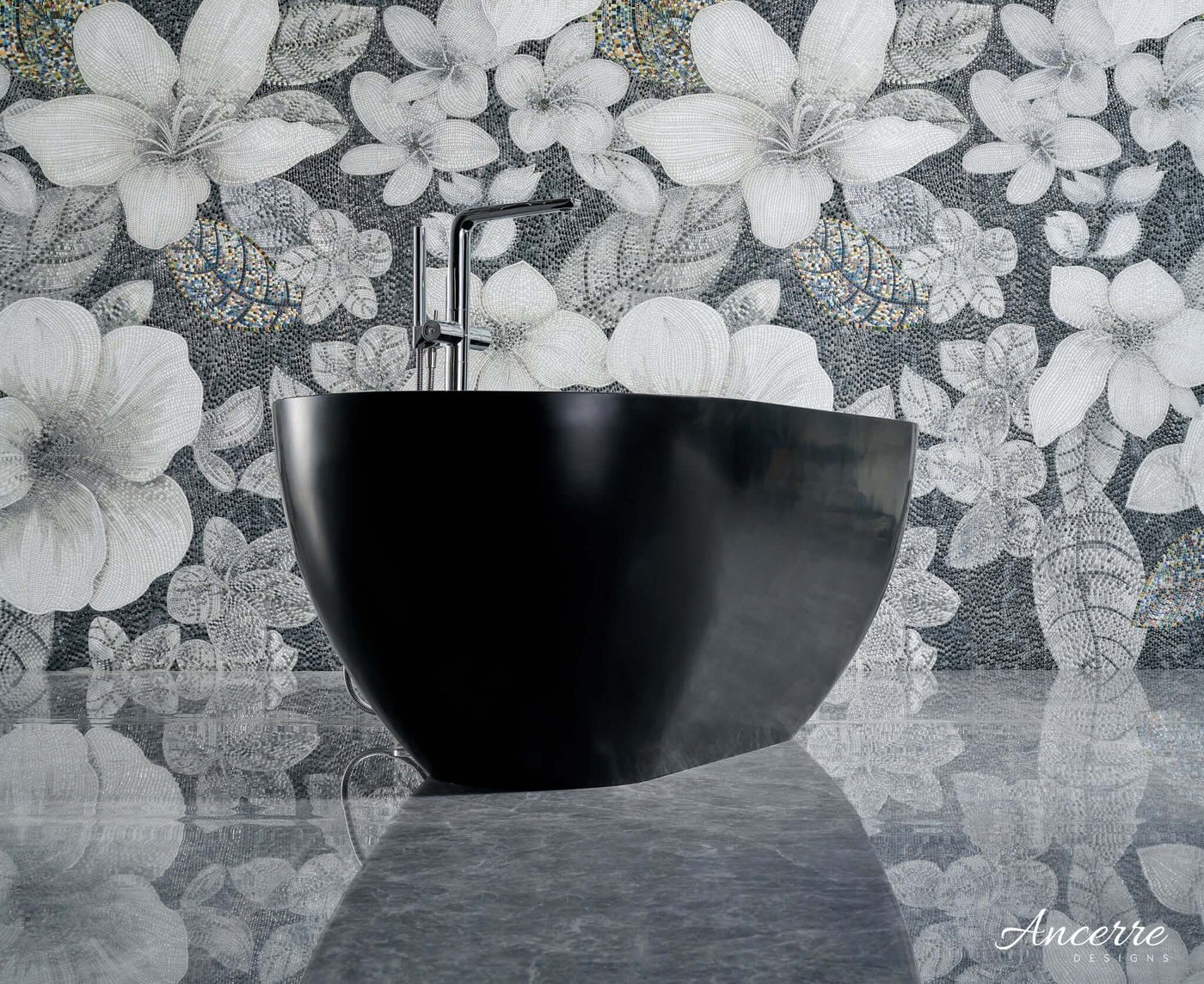 Cascade 59” Freestanding Solid Surface Bathtub by Ancerre Designs
