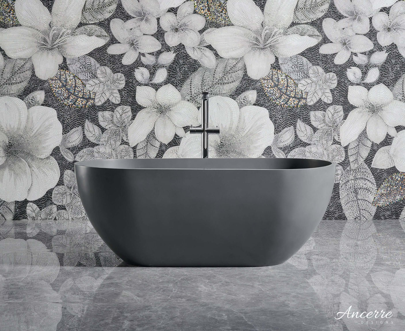 Cascade 59” Freestanding Solid Surface Bathtub by Ancerre Designs