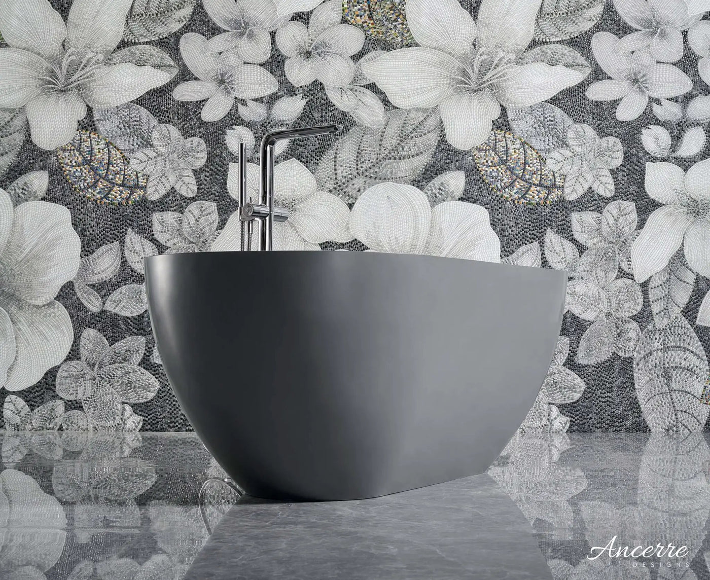 Cascade 59” Freestanding Solid Surface Bathtub by Ancerre Designs