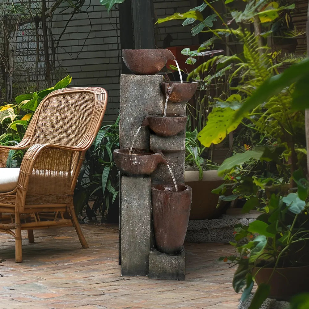 Resin Diagonal Cascading Floor Fountain Outdoor 40 in, photo 2 of 6