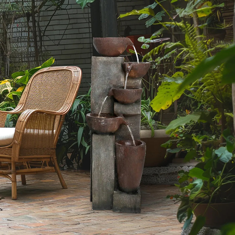 Resin Diagonal Cascading Floor Fountain Outdoor 40 in, photo 2 of 6