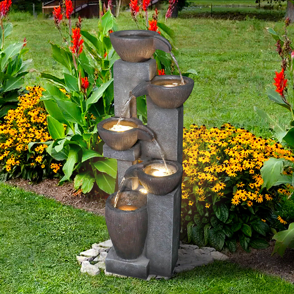Resin Tiered Fountain Stacked Pots with LED, photo 2 of 7
