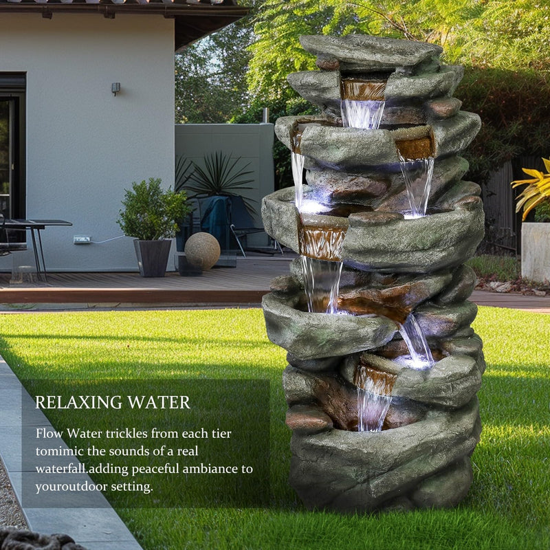 Resin Overhanging Ledge Rock Waterfall Fountain Outdoor, photo 3 of 5