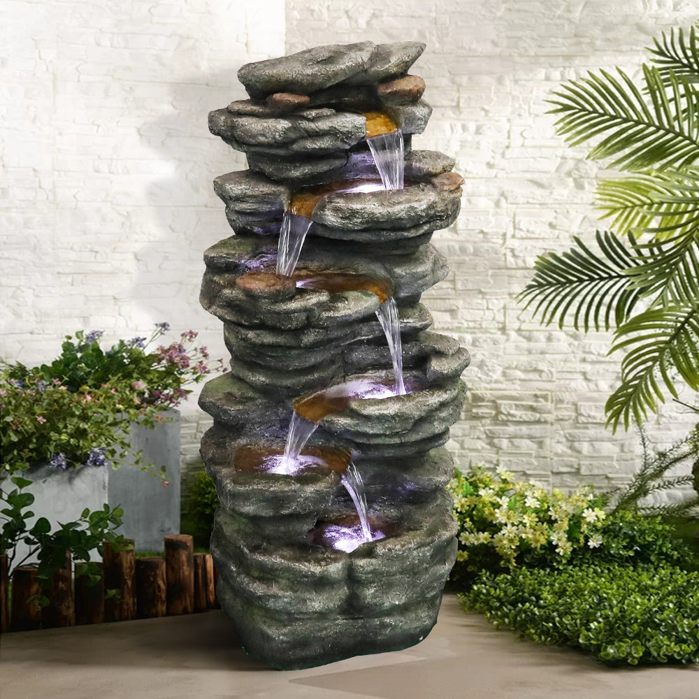 Resin Flagstone Outdoor Water Fountain with Moss 40 in, photo 7 of 13
