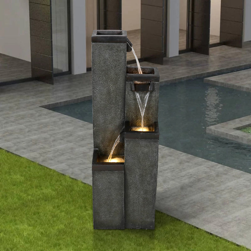 Resin Modern Outdoor Fountains 4 Pillar 39 Inch, photo 3 of 7