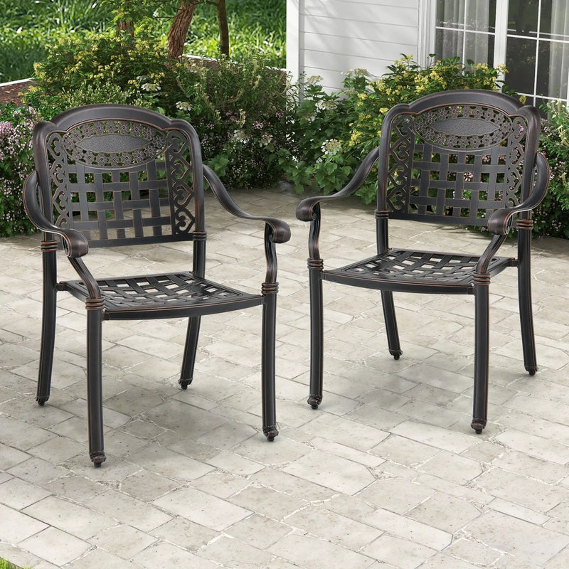 Cast Aluminum Patio Chairs Set of 2 with Armrests by DirectDeals