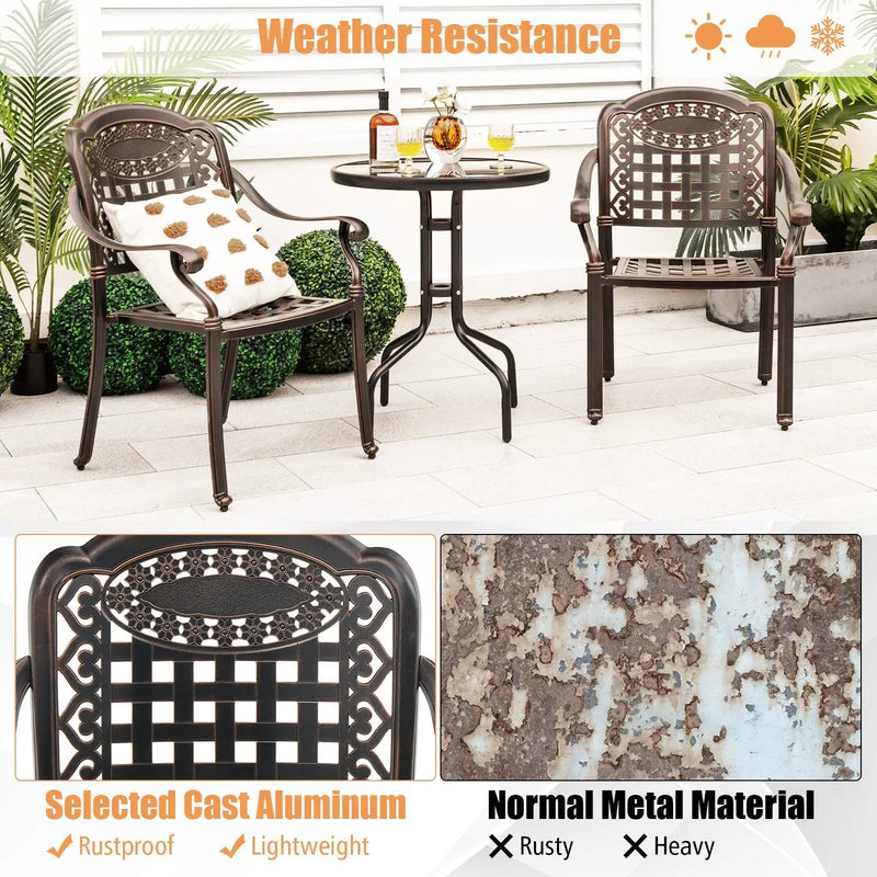 Cast Aluminum Patio Chairs Set of 2 with Armrests by DirectDeals