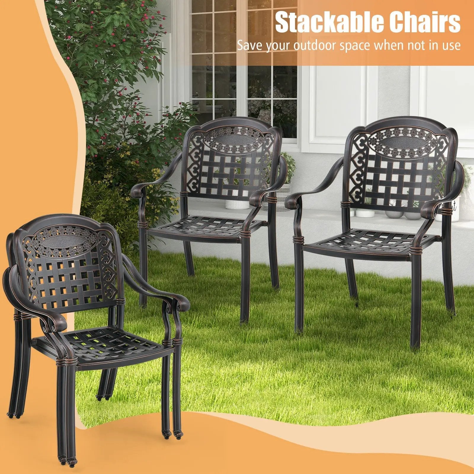 Cast Aluminum Patio Chairs Set of 2 with Armrests by DirectDeals