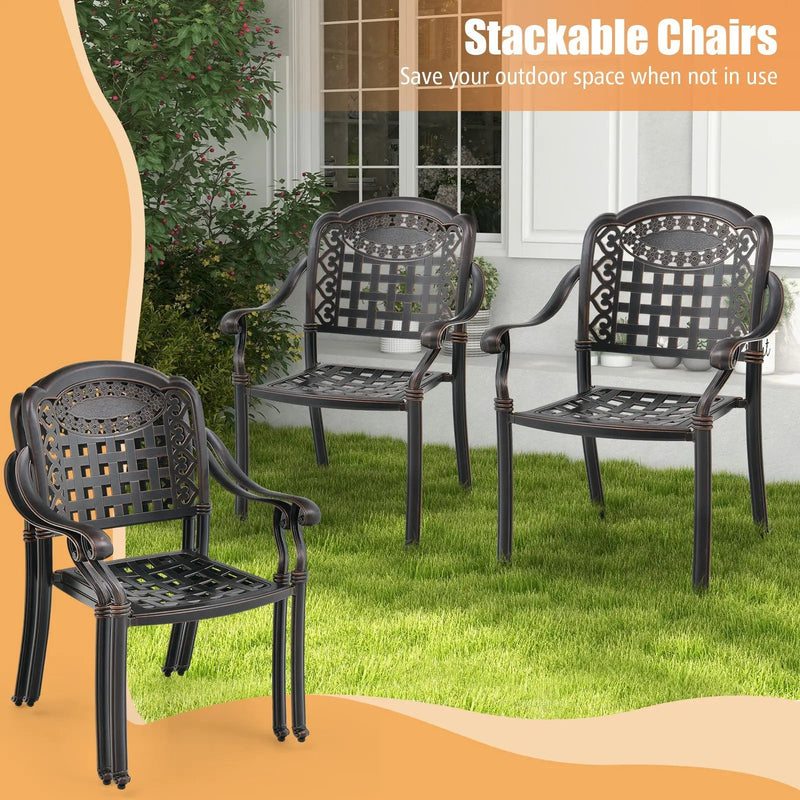 Cast Aluminum Patio Chairs Set of 2 with Armrests by DirectDeals