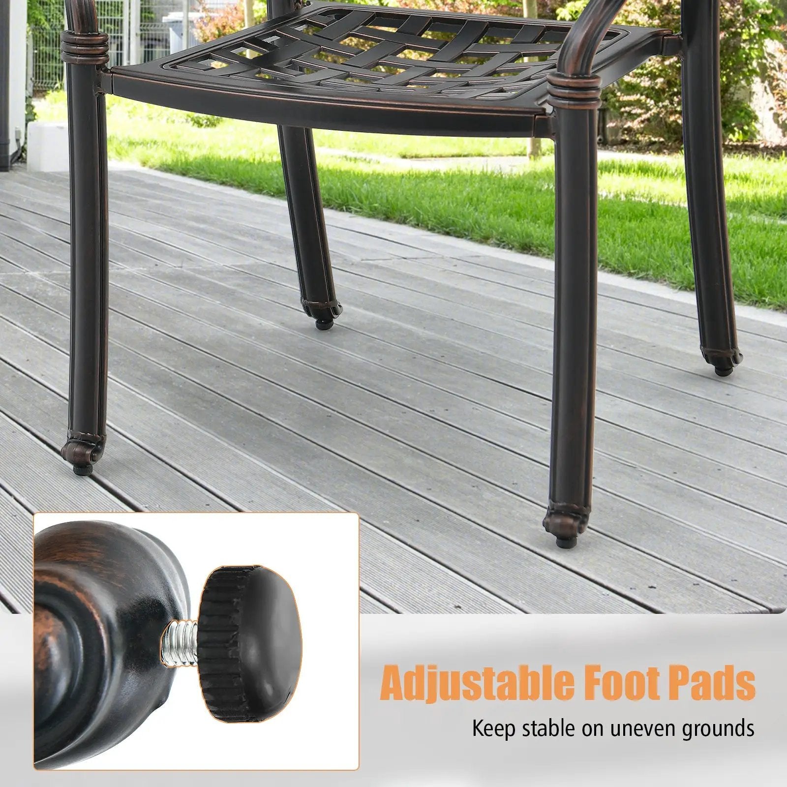 Cast Aluminum Patio Chairs Set of 2 with Armrests by DirectDeals