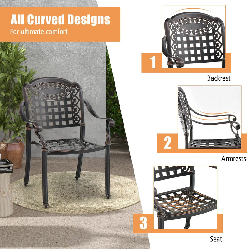 Cast Aluminum Patio Chairs Set of 2 with Armrests by DirectDeals