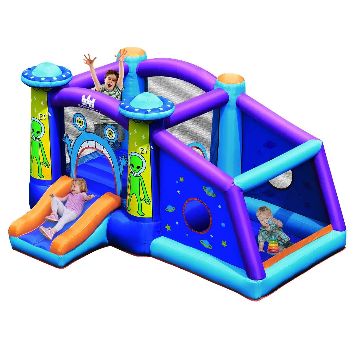 Castle Jumping Bouncer with Water Slide and 550W Blower by DirectDeals