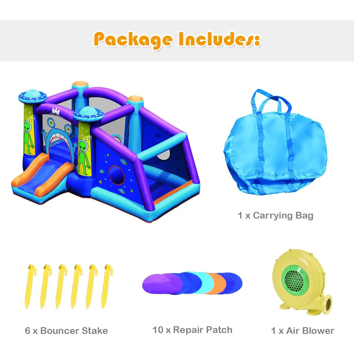 Castle Jumping Bouncer with Water Slide and 550W Blower by DirectDeals