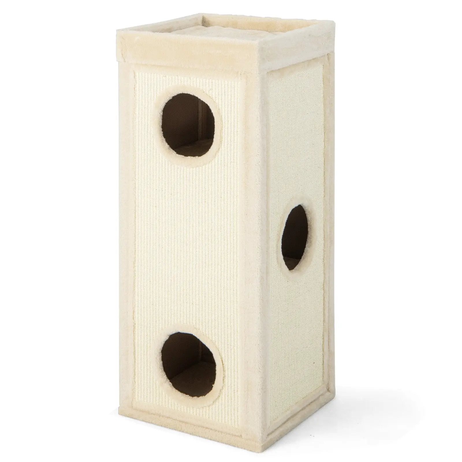 39 Inch Tall Cat Condo with Scratching Posts and 3 Hideaways and 4 Soft Plush Cushions by DirectDeals