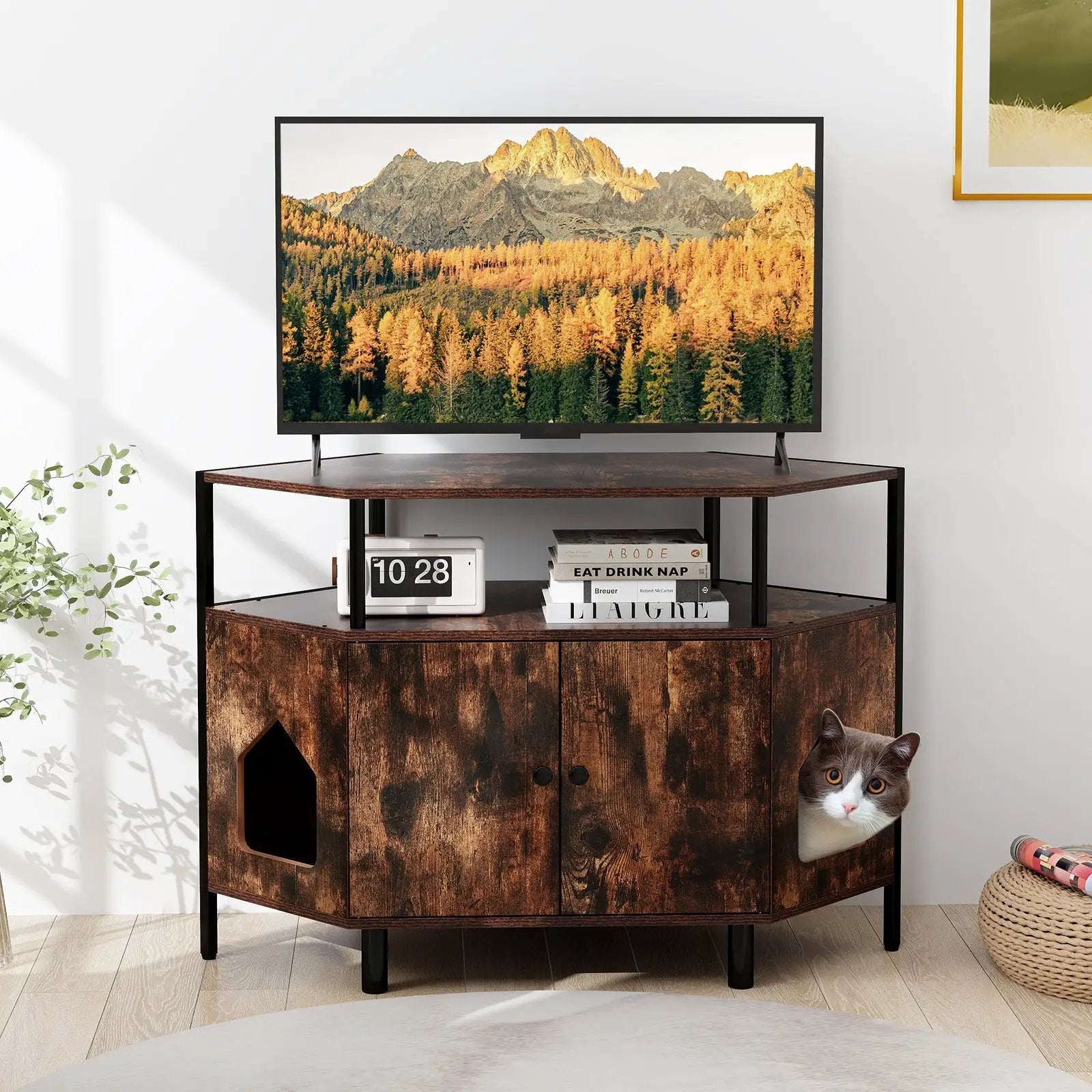 Wall-mounted Nightstand with LED Lights and Charging Station for Bedroom by DirectDeals