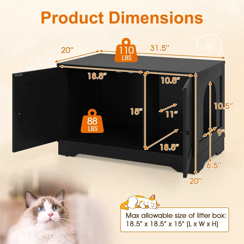 Cat Litter Box Enclosure Furniture Indoor Wooden Cat House End Side Table Nightstand by DirectDeals