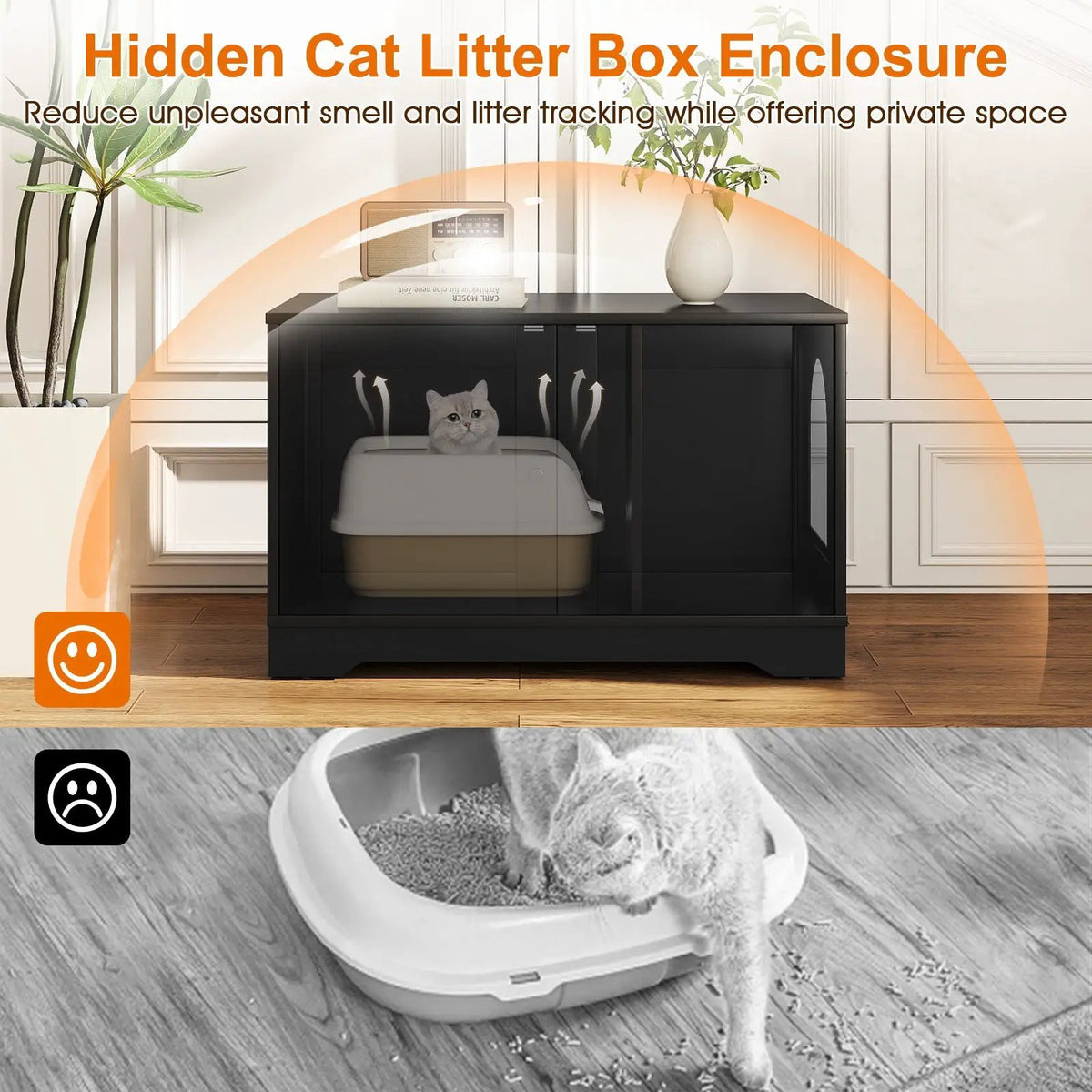 Cat Litter Box Enclosure Furniture Indoor Wooden Cat House End Side Table Nightstand, photo 20 of 24
