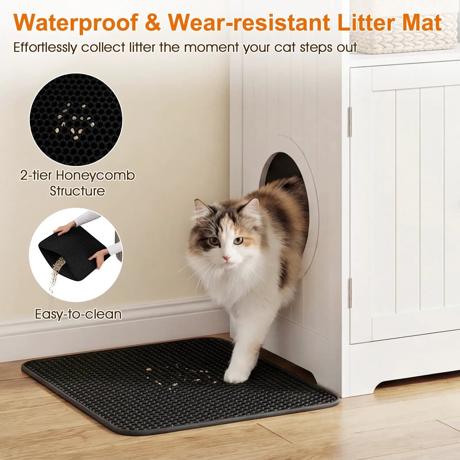 Cat Litter Box Enclosure Wooden Hidden Pet Washroom Furniture-White by DirectDeals