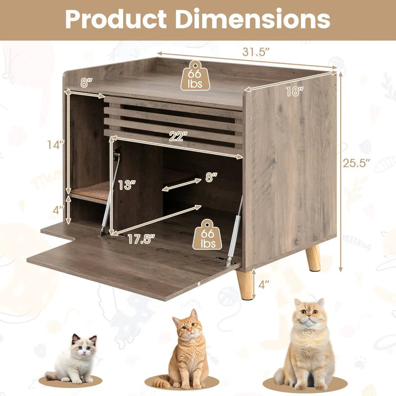 Cat Litter Box Enclosure with Flip-down Opening Door and Scratching Mat by DirectDeals